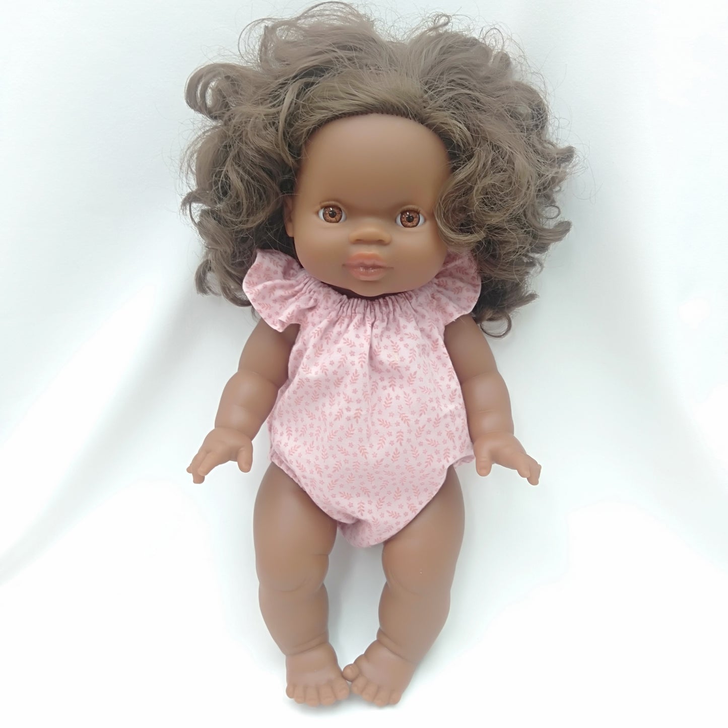 Pink with pink flowers Romper Miniland 38cm Doll 34cm Dolls Paola Reina Gordis, Minikane, Mini Colettos