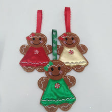 Load image into Gallery viewer, Gingerbread People with bow and dress
