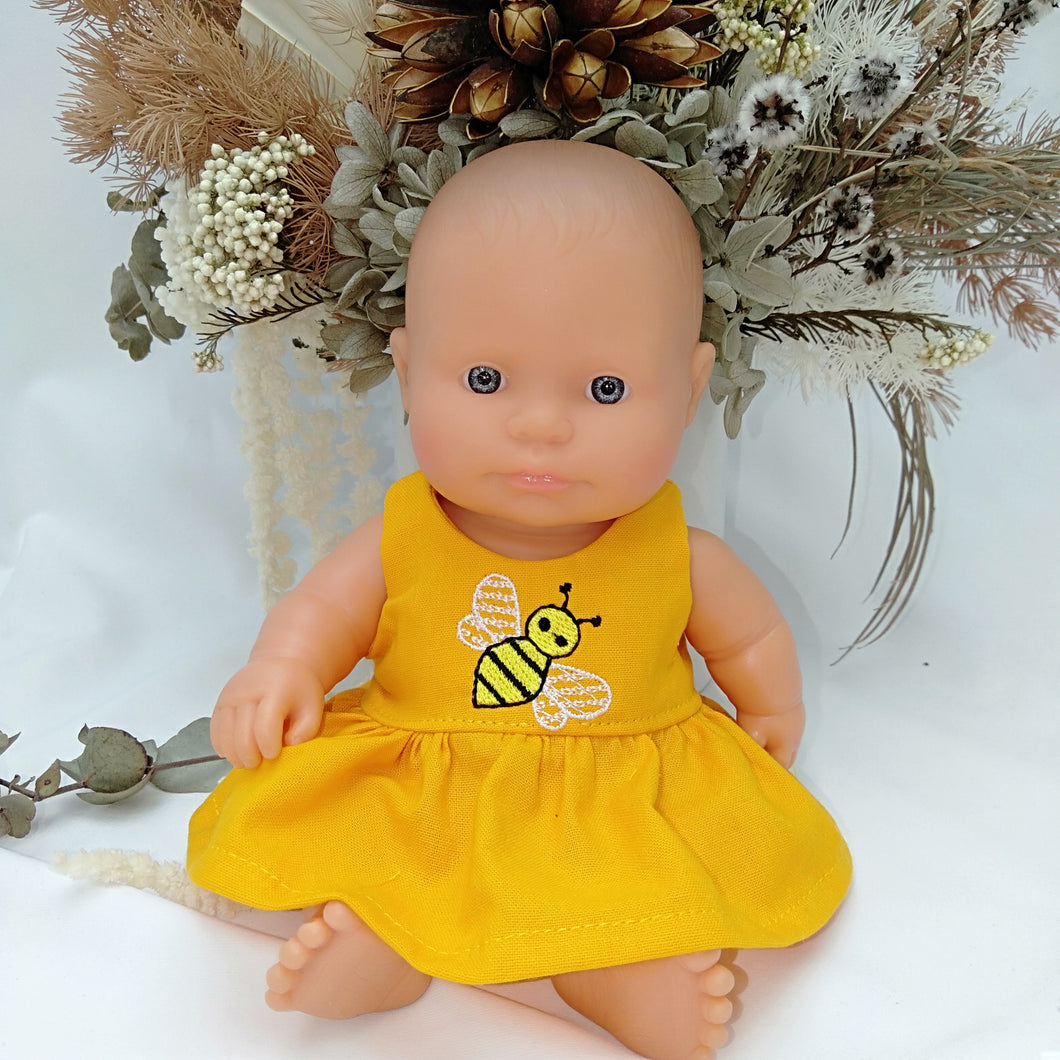 21 cm Doll Dress Yellow with bee
