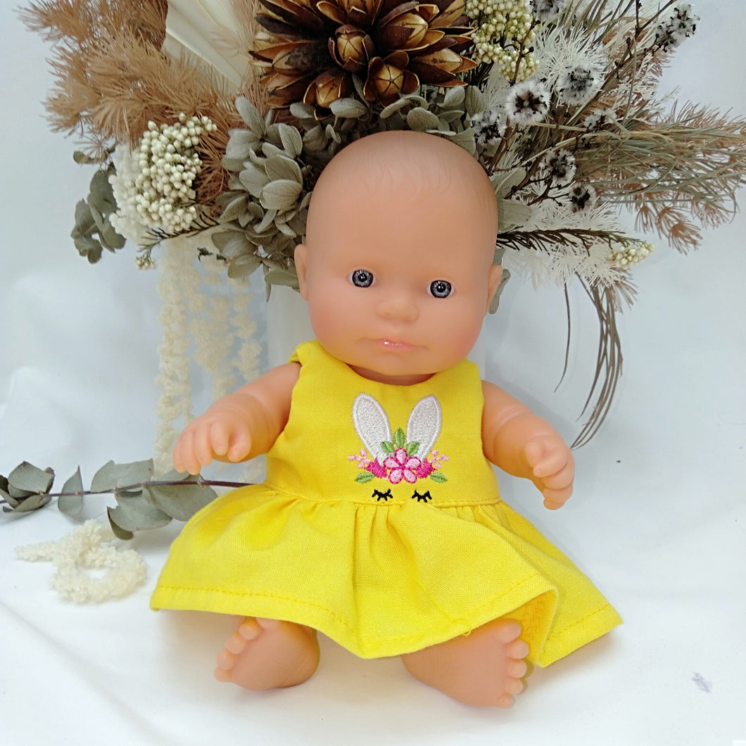 21 cm Doll Dress Yellow with bunny