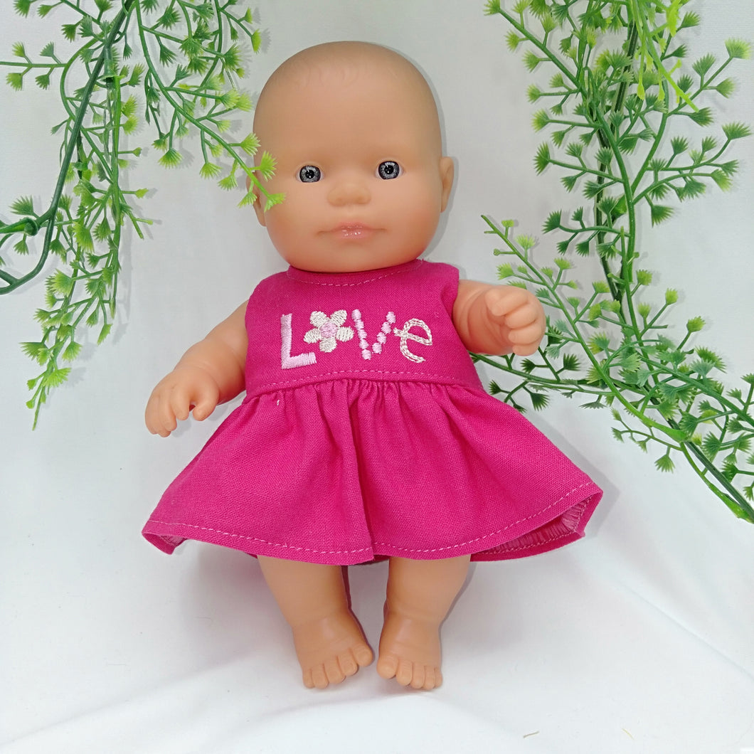 21 cm Doll Dress - Bright Pink Love