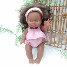 Load image into Gallery viewer, Dusty Pink Frilled Romper 38 cm Miniland Doll  34 cm Minikane/Paolo Reina Doll.
