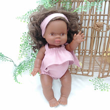 Load image into Gallery viewer, Dusty Pink Frilled Romper 38 cm Miniland Doll  34 cm Minikane/Paolo Reina Doll.
