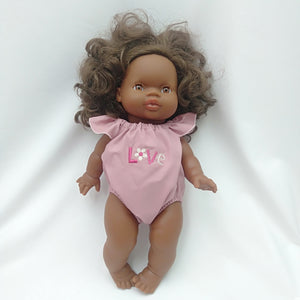 Dusty Pink Love Romper Miniland 38cm Doll 34cm Dolls Paola Reina Gordis, Minikane, Mini Colettos