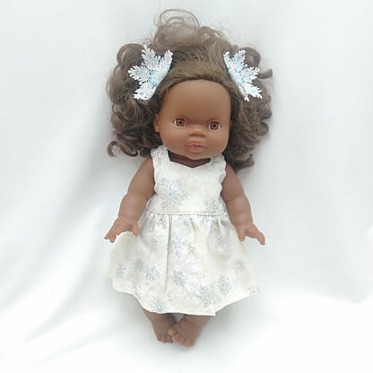 White snowflake Dress Miniland 38cm Doll & Paola Reina Gordis, Minikane, Mini Colettos 34cm Doll