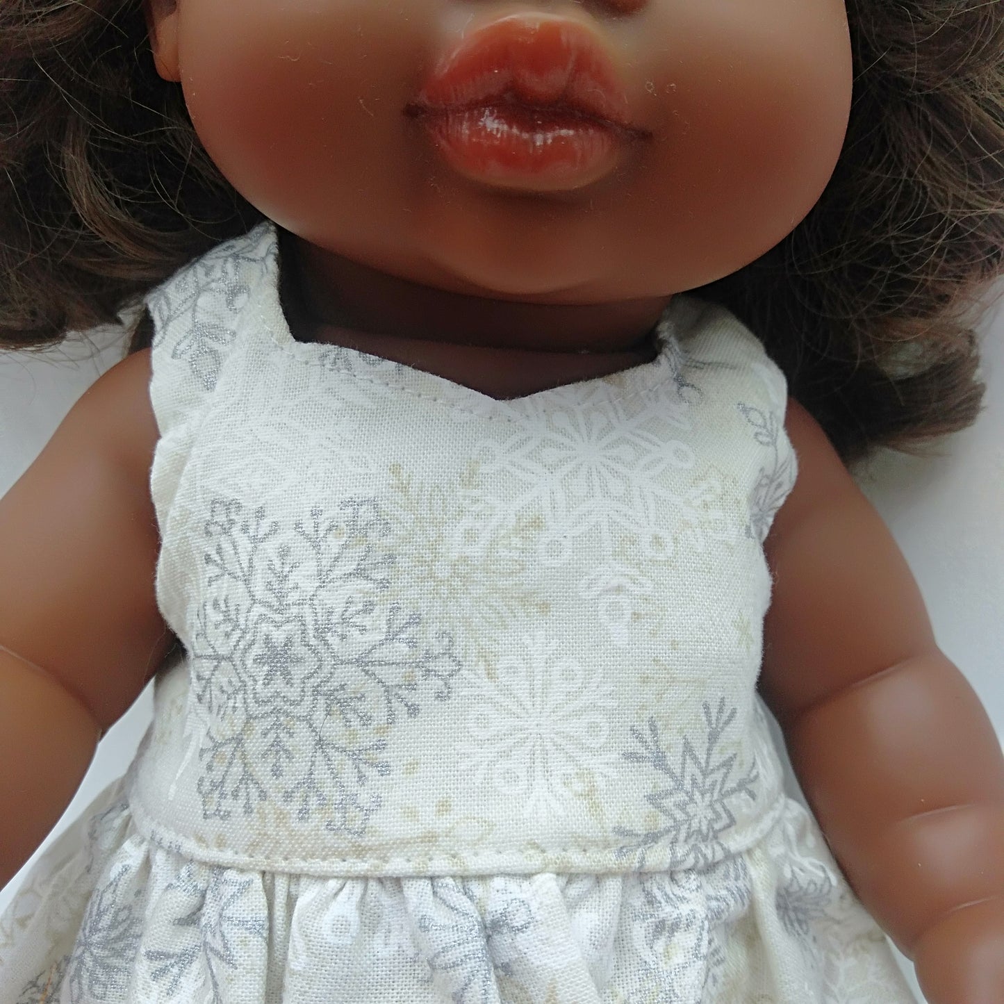 White snowflake Dress Miniland 38cm Doll & Paola Reina Gordis, Minikane, Mini Colettos 34cm Doll