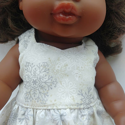 White snowflake Dress Miniland 38cm Doll & Paola Reina Gordis, Minikane, Mini Colettos 34cm Doll