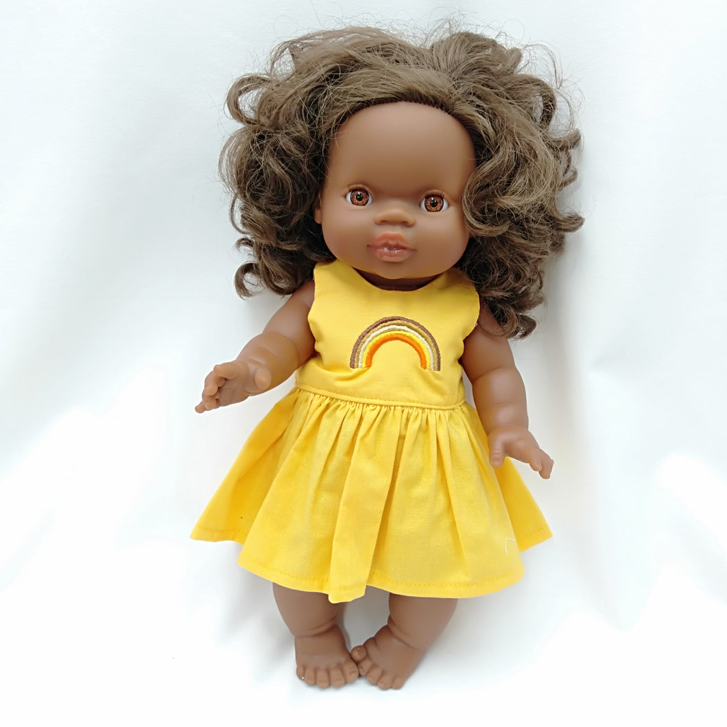 Yellow Rainbow Dress Miniland 38cm Doll & Paola Reina Gordis, Minikane, Mini Colettos 34cm Doll