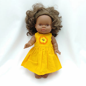 Yellow Flower Dress Miniland 38cm Doll & Paola Reina Gordis, Minikane, Mini Colettos 34cm Doll