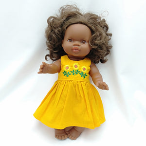 Yellow sunflower Dress Miniland 38cm Doll & Paola Reina Gordis, Minikane, Mini Colettos 34cm Doll