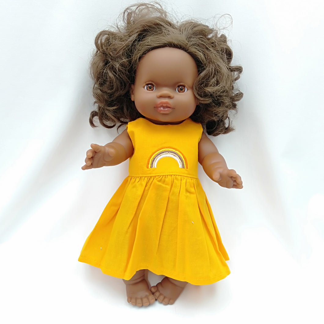Dark Yellow Rainbow Dress Miniland 38cm Doll & Paola Reina Gordis, Minikane, Mini Colettos 34cm Doll